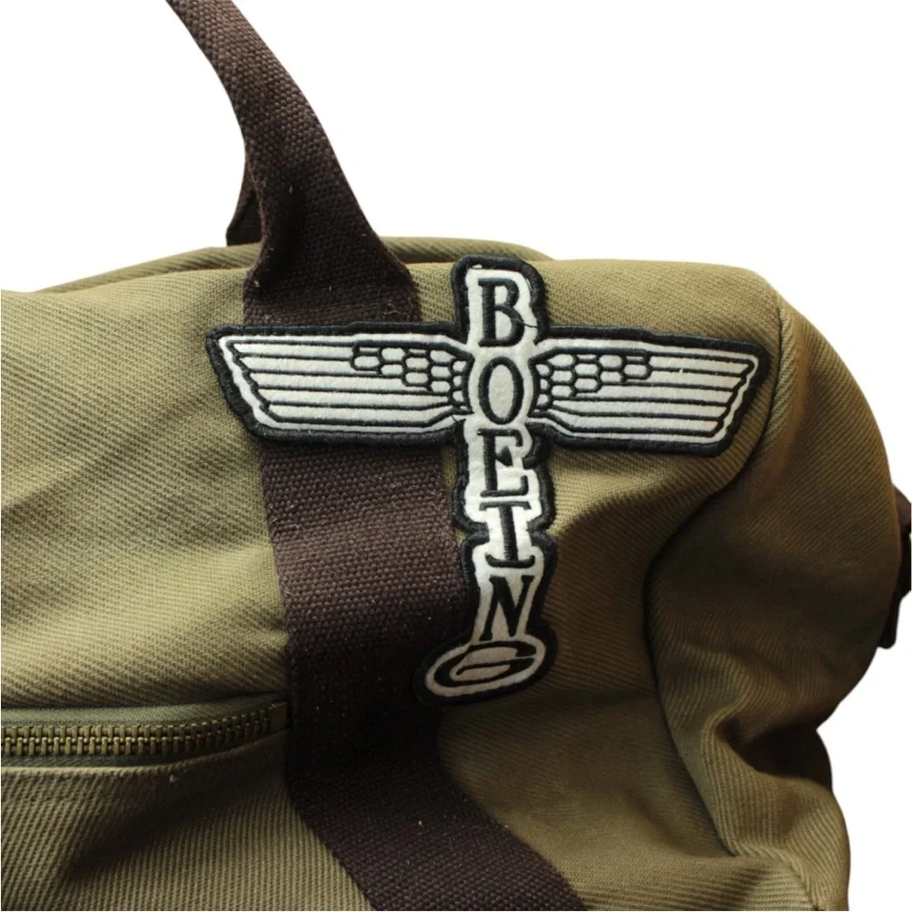 Boeing Company Totem Logo Patch Army Green Canvas Duffel Bag Clean In&Out